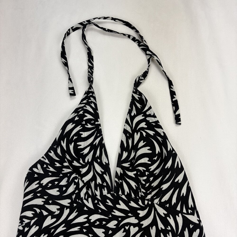 Free‎ People Halter Backless Ruffle Hem Mini Dress Black/White L - Picture 7 of 11